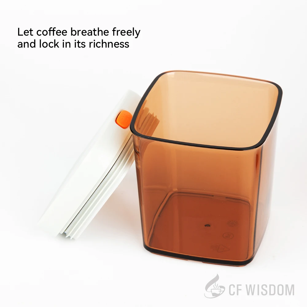 CF WISDOM Coffee Bean Canister Sealed Canister Storage Canister Snack Canister For Coffee Beans Snacks 550ML Brown