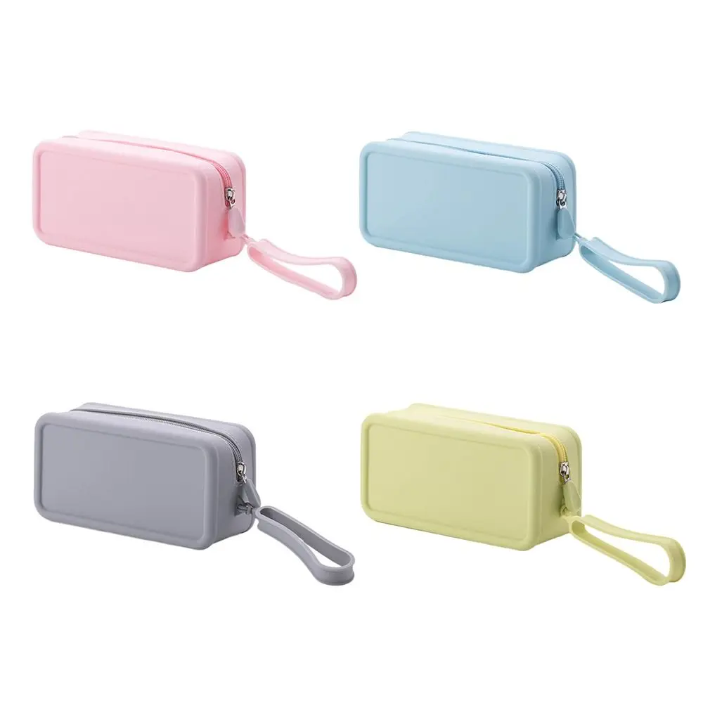 Portable Silicone Coin Purse Waterproof Large Capacity Earphone Bag Solid Color Zipper Travel Pouch Women Girls