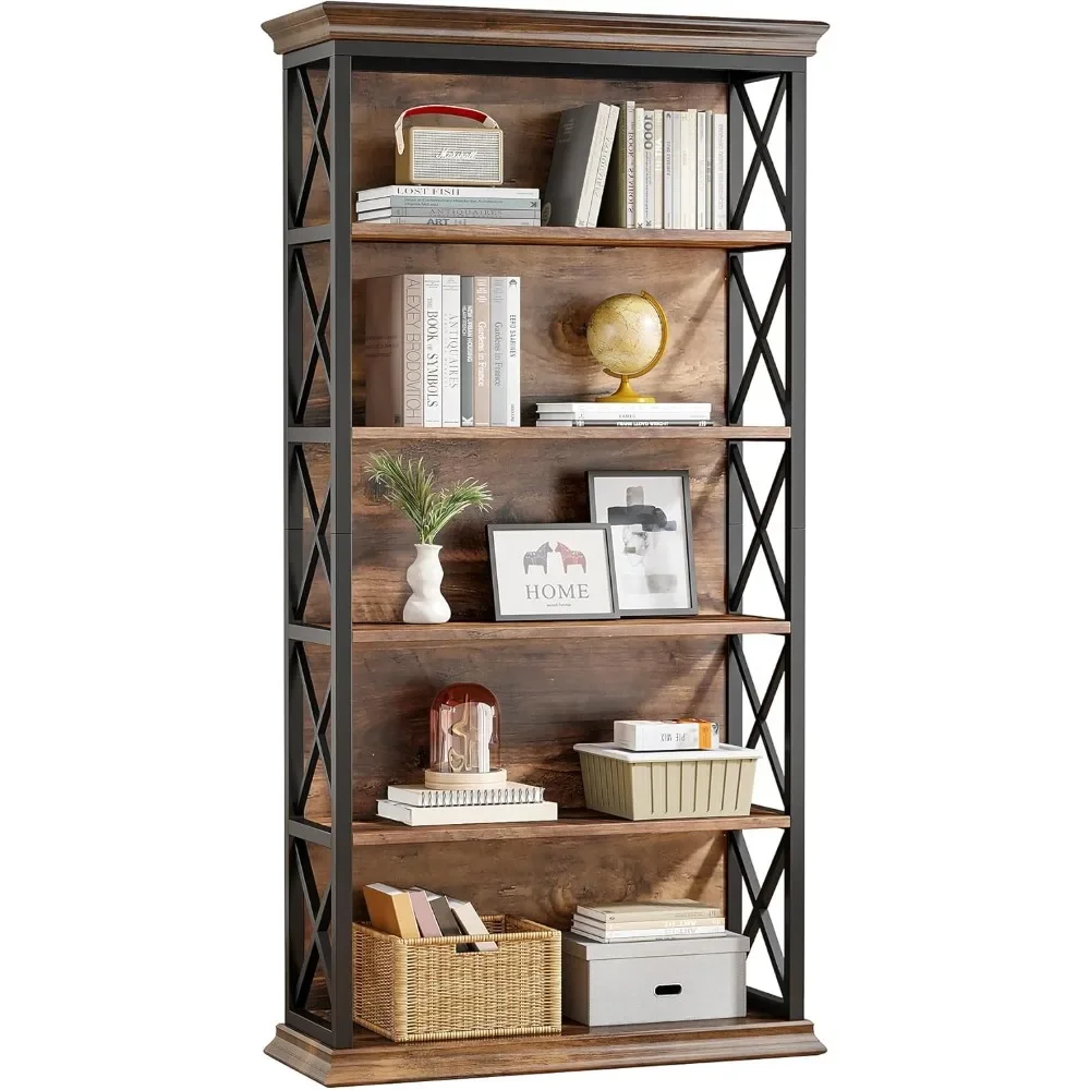 6-Tier Bookcase, 71 Inches Industrial Bookshelves, Floor Standing Display Storage Shelves Tall Bookcase|