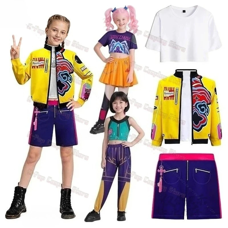 

Movie KPOP Huntrix Mira Rumi Zoey Kids Adult Cosplay Costume Full Set High Quality Clothing Demon Hunters Halloween Party Child