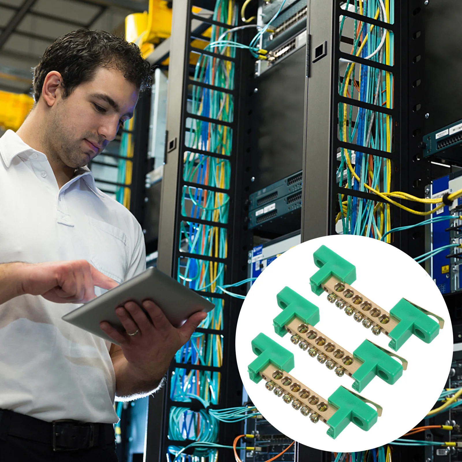 

3pcs Copper Terminal Blocks Electrical Connector Fixed Connection Power Distribution Bars Spacesaving Design Wear