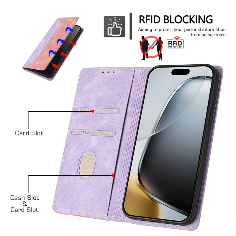 Color-blocking Magnetic Leather Wallet Card Slot Phone Case for Google Pixel 10 Pro XL 9 9A 8 8A 7 7A 6 6A Flip Stand Cover Etui #4