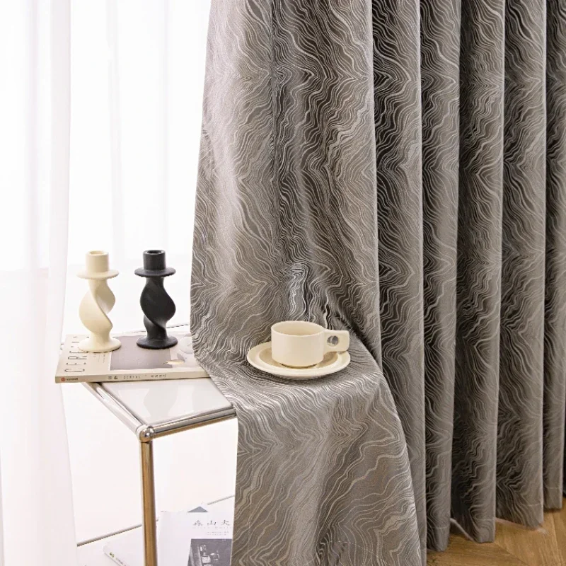 

Minimalism Light Luxury Curtains for Living Room Fashion High-end Modern Curtain High-shading Curtains Villa Silver Gray Curtain