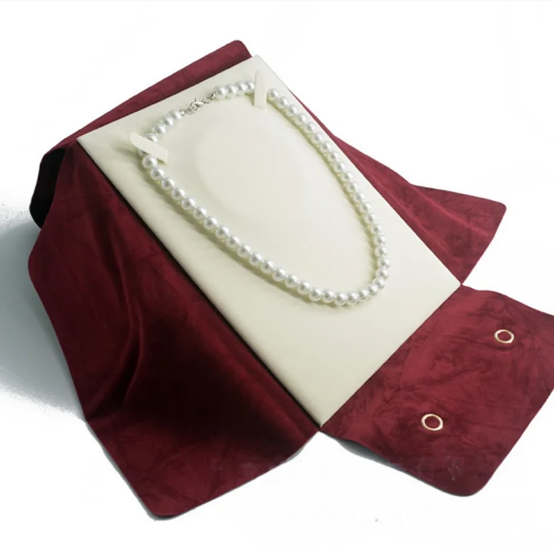 

Pearl Necklace Storage Bag High-end Textured Fabric Portable Mom Necklace Set Storage Square Jewelry Bag