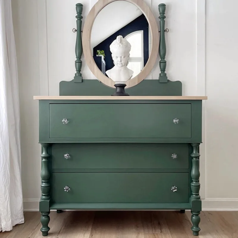 

Green chest dresser Nordic style with mirror makeup table light luxury bedroom solid wood dresser