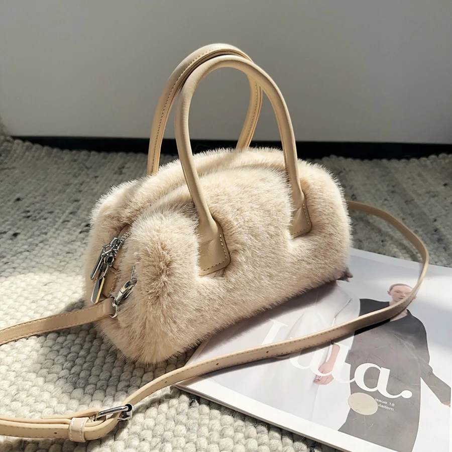 Сумка через плечо из искусственного меха, женские сумки из искусственной норки, осенне-зимняя модная плюшевая сумка-тоут Bolso Mujer