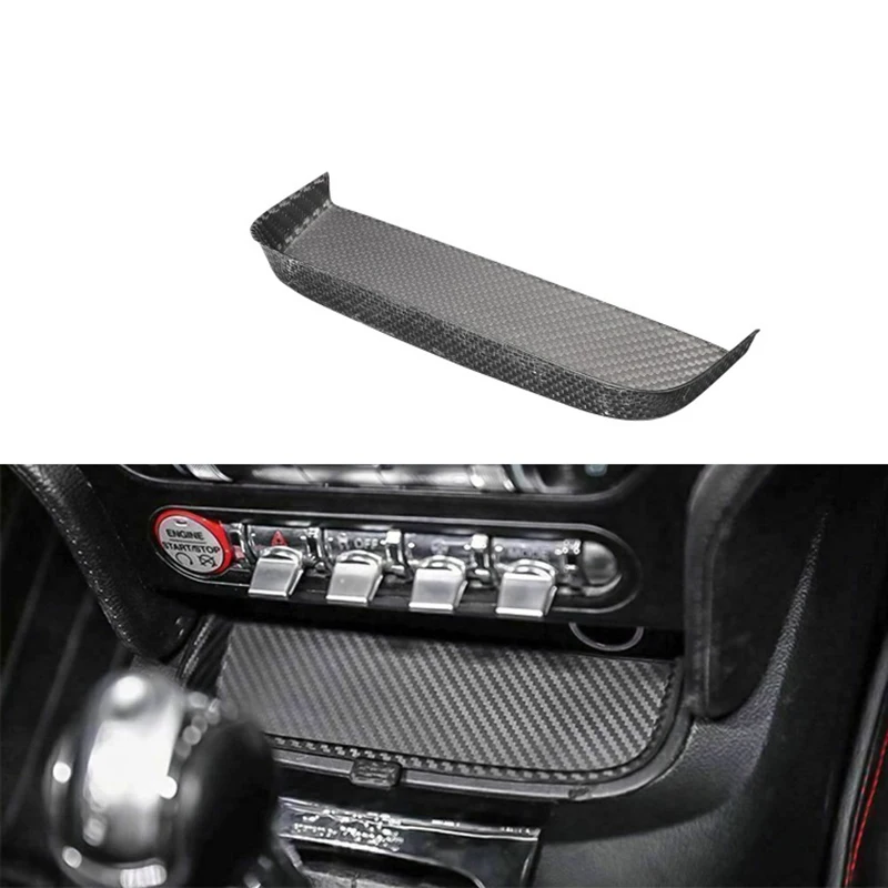 for Ford Mustang 2014 -2018 Carbon Fiber Car Gear Shift Panel Storage Box Organizer Tray Cover Trim Decoration,Matt