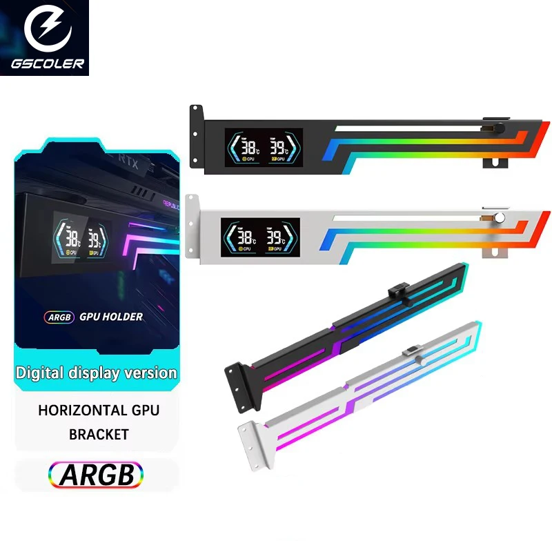 

Кронштейн для видеокарты GSCOLER Z-X2 Z-X6 ARGB 5V 3PIN с регулируемой высотой, ARGB AURA SYNC, для компьютерных видеокарт VGA.