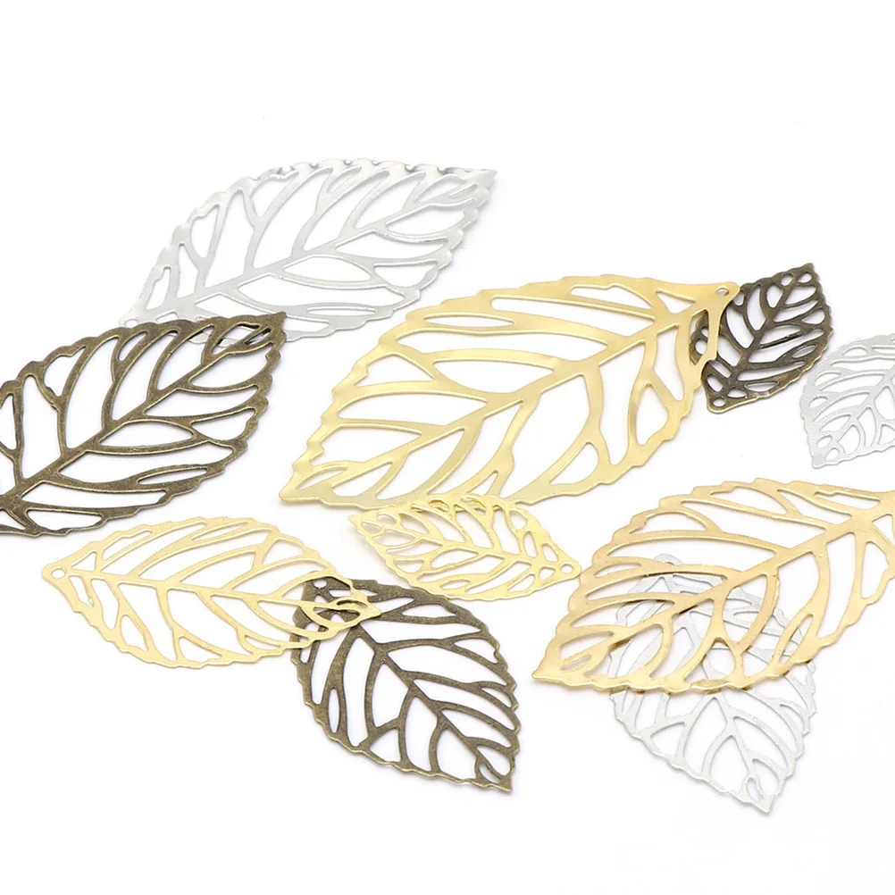 

100Pcs Hollow Leaf Iron Slices Vintage Style DIY Hairpin Material for Long Hair DIY Headdress Durable Metal Hair Accessories