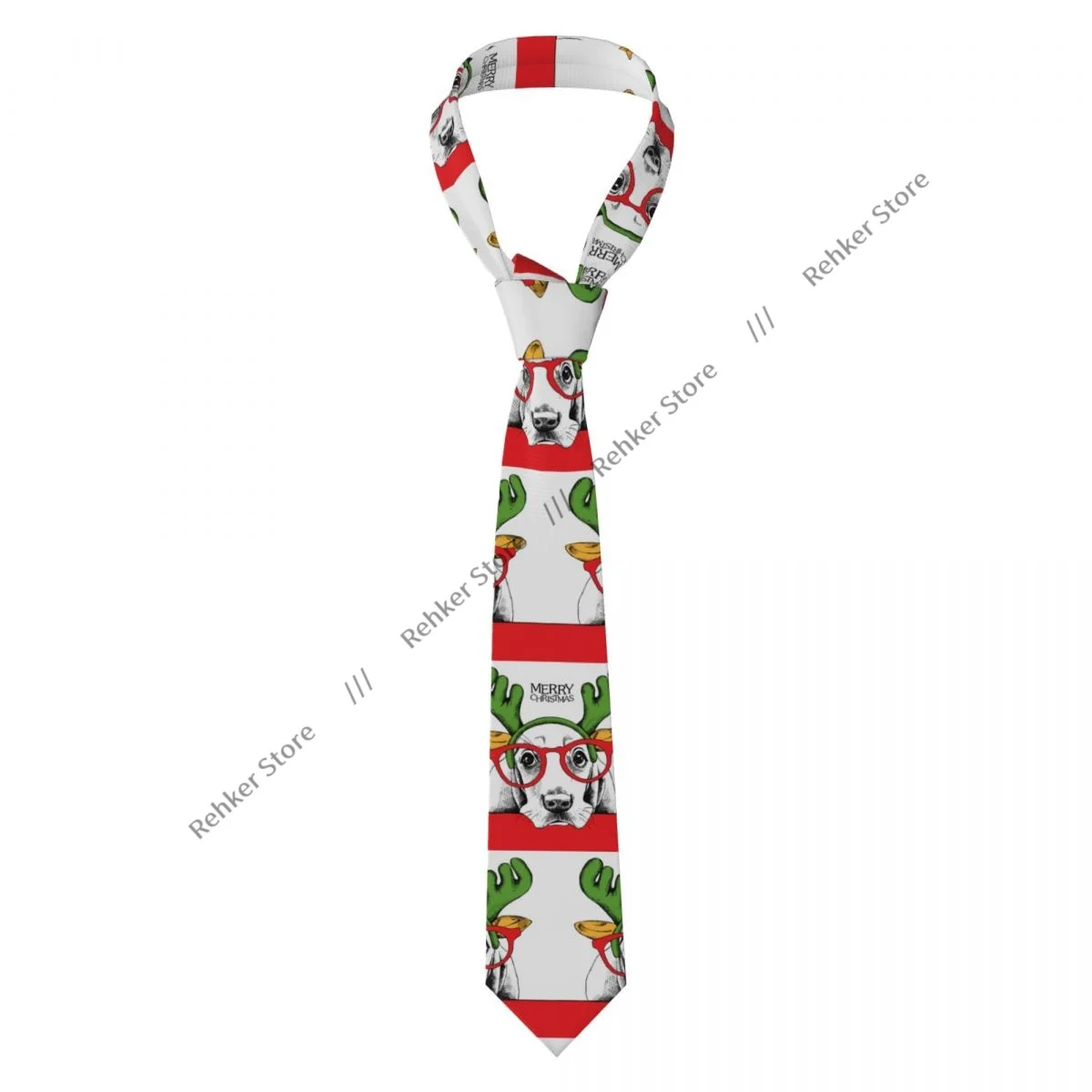 

Мужской галстук Тонкий узкий бассет-хаунд в маске с рогами Санты, оленями и очками, модный галстук в свободном стиле для вечеринки, свадьбы