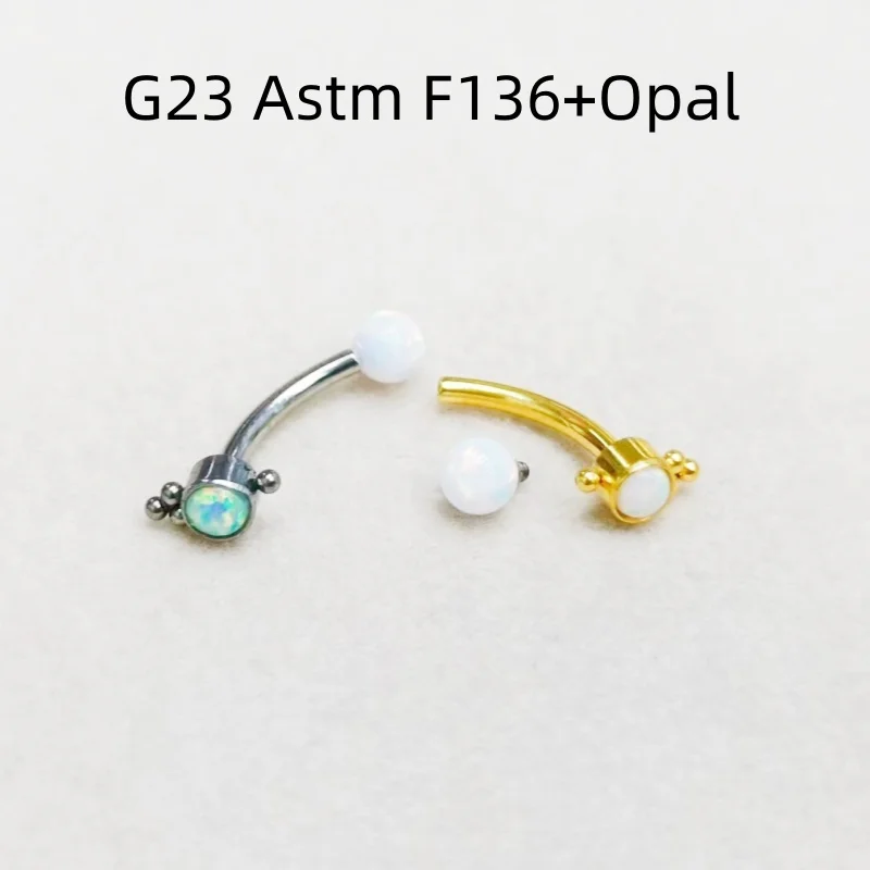 

Lot10pcs 16G G23 Titanium Flower Opal Eyebrow Curve Navel Button Bar Lip Labret Bar Ear Helix Tragus Rook Bar Piercing Jewelry