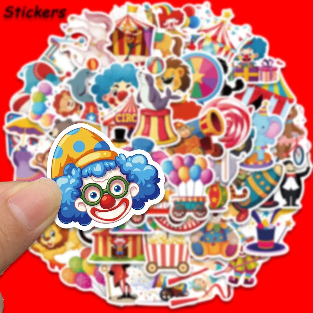 50PCS Crazy Carnival Circus Stickers Cartoon Animals Graffiti Decals For Laptop Skateboard Suitcase Guitar Waterproof Stickers