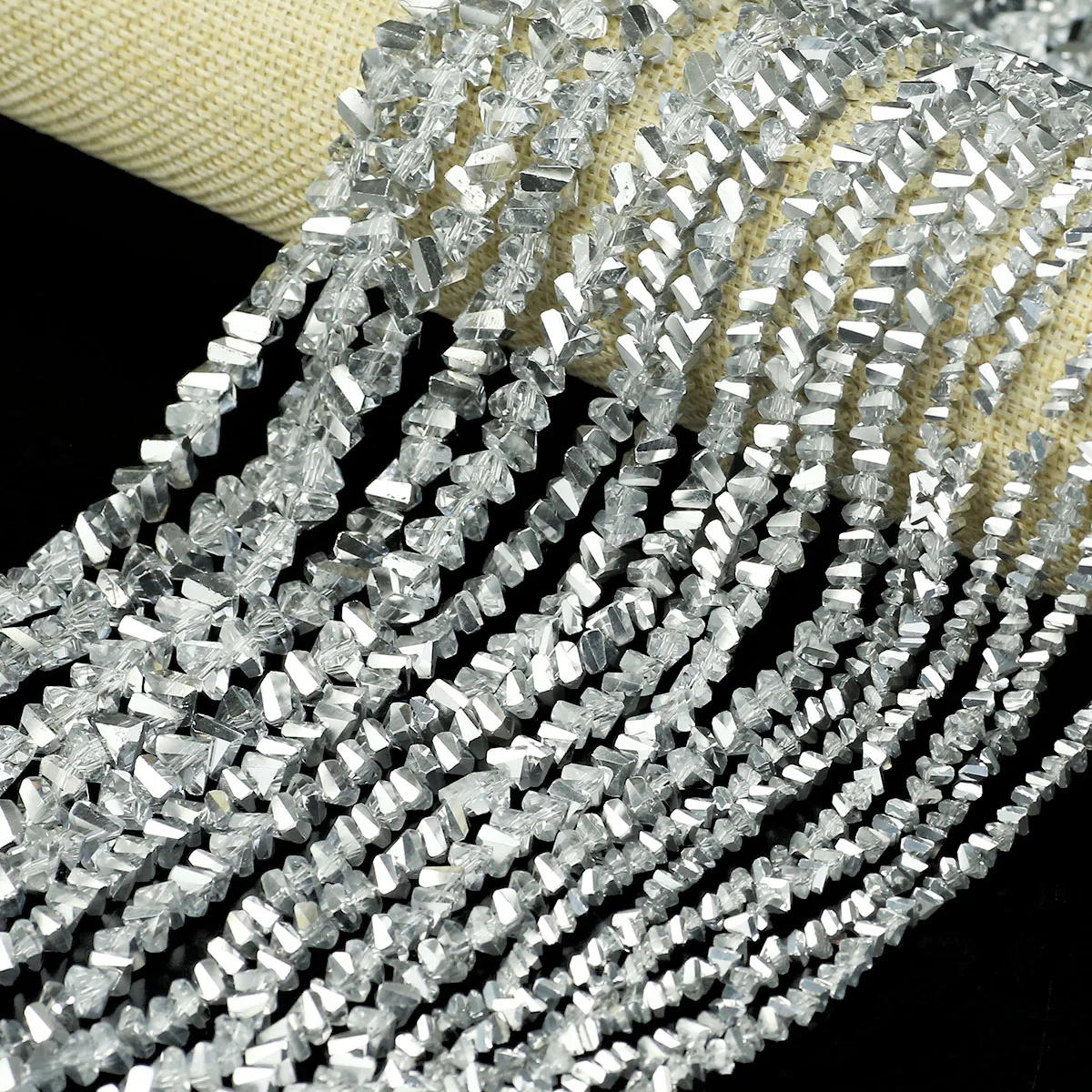 4/6/8mm Triangular Austrian Crystal Half Silvery Charm Faceted Glass Loose Spacer Beads For Bracelet Necklace DIY Jewelry Making