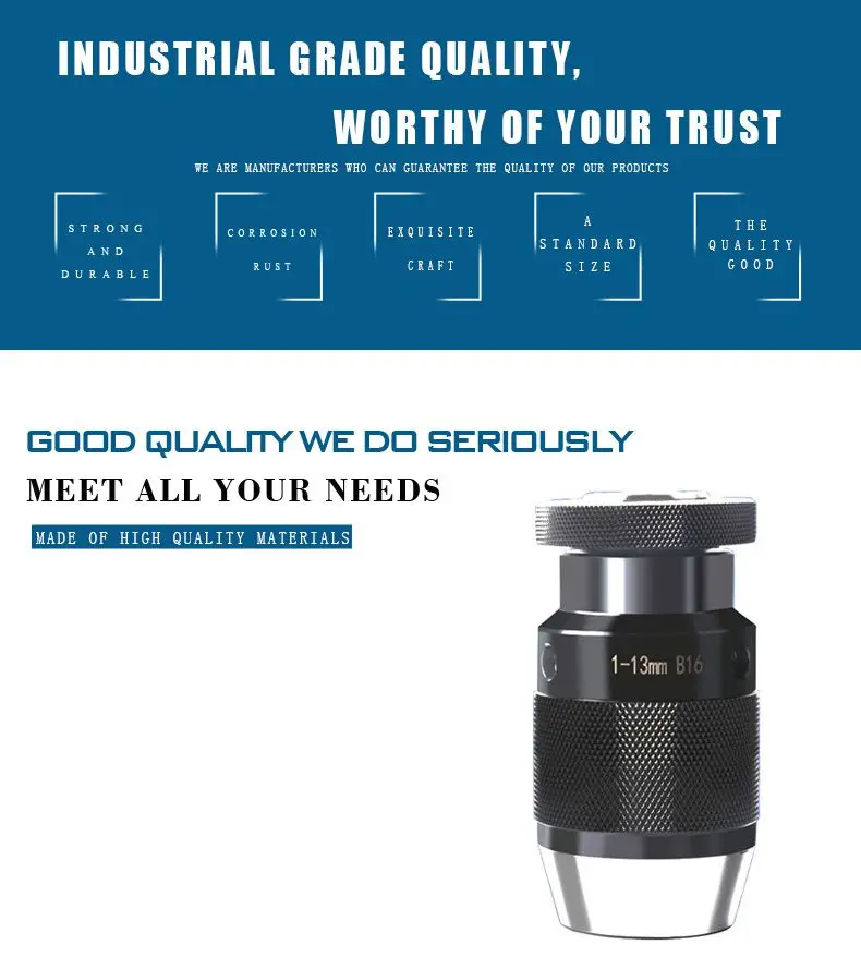 

High Quality Keyless Chuck 1-16mm Self Tightening Drill Chuck