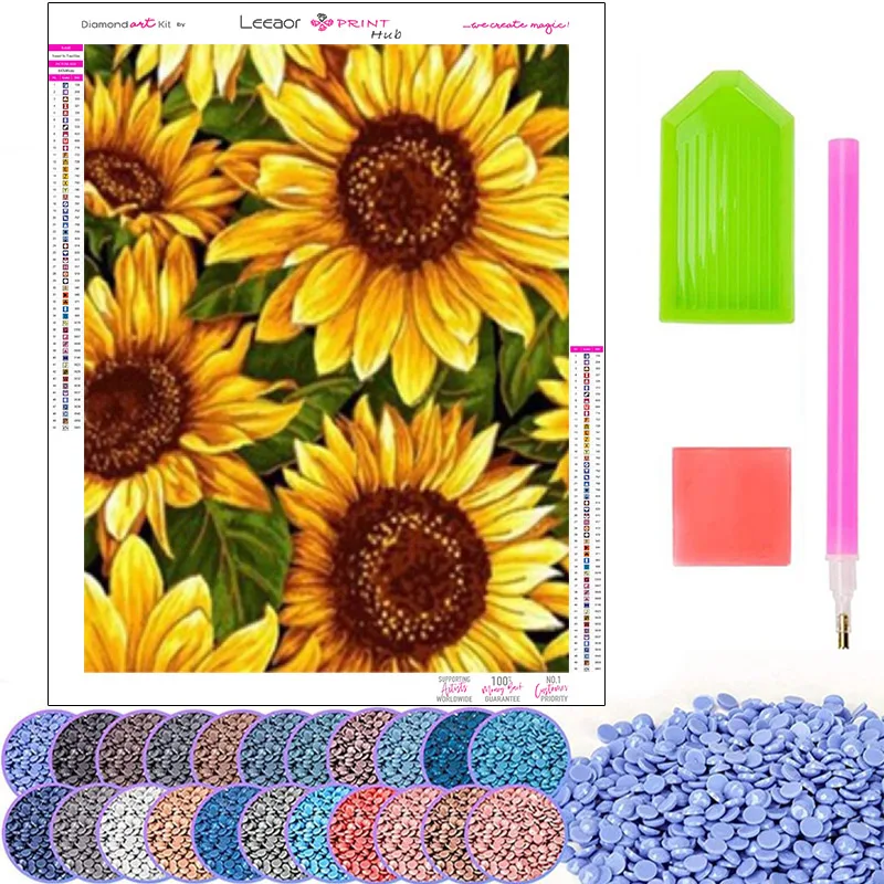 Sunflower Diamond Painting Landscape Art Picture Full Circle Diamond Mosaic Embroidery Cross Stitch Kit Home Handmade Decoration