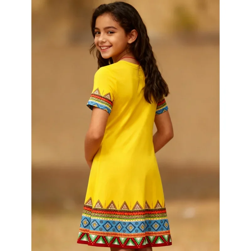 2026 Children's Comfortable Fashion Dress with Ethnic Style Details Soft fabric with unique print
