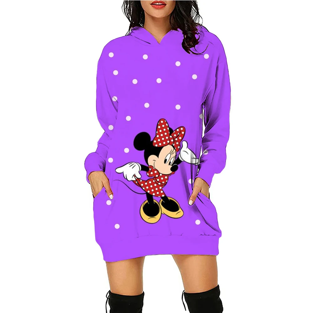 Mickey Mouse Cartoon Anime Women\'s Hoodie Dress Spring and Autumn Edition Women\'s Round Neck Hoodie 2024 New Edition