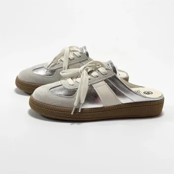 Baotou-女性用レースアップマフィンスリッパ,ハーフスリッパ,若い女の子のためのカジュアルシューズ,女性のファッション,新しいスタイル,秋,夏