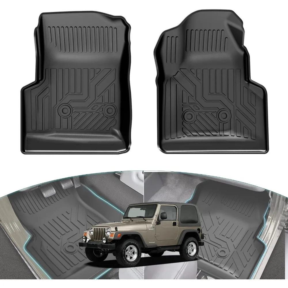 

US Jeep Wrangler TJ Floor Mats，Floor Liners for Wrangler TJ Accessories 1997-2006, TPE All Weather Protection Mat, Front