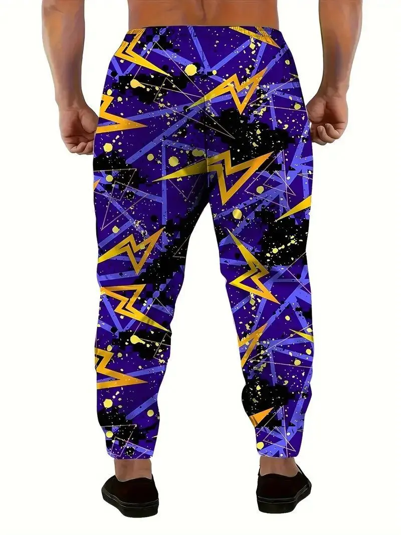 Retro Hot Selling Lightning Pattern 3D Printed Pants for Boys, Trendy and Fashionable Casual Pants