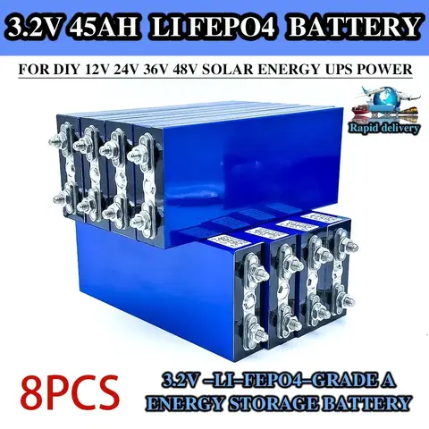 45Ah 3.2V LiFePO4 배터리 셀 45000mAh 리튬 인산철 딥 사이클 DIY 12V 24V 36V 48V 태양광 에너지 UPS 전원용