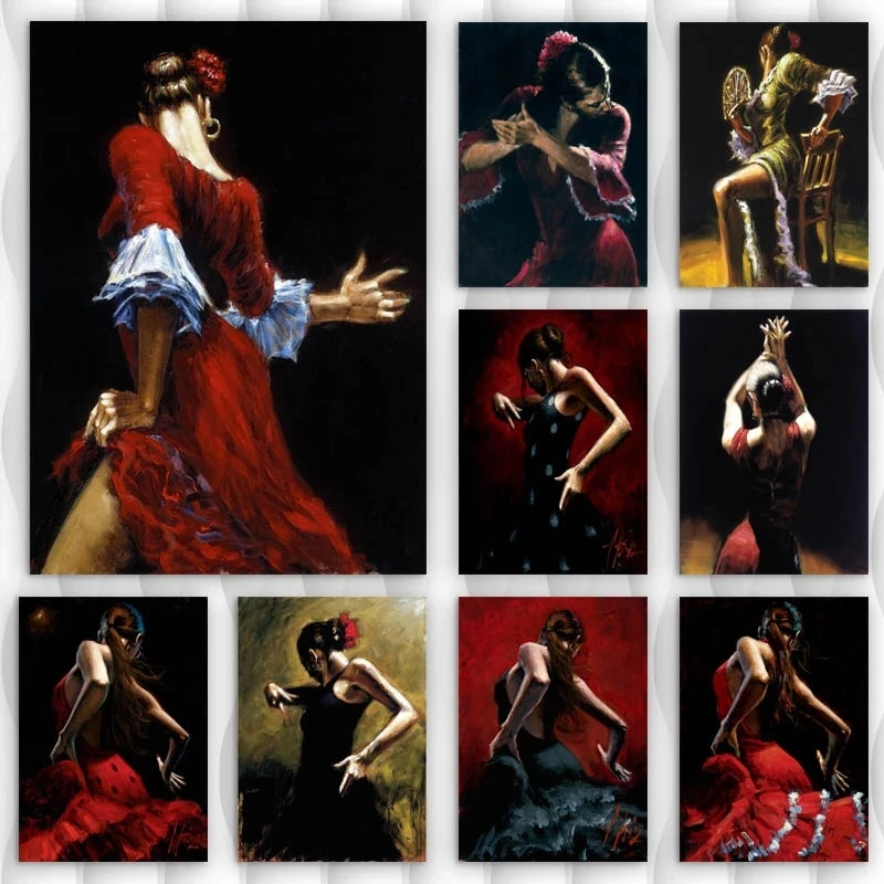 Handmade Oil Paintings Fabian Perez Flamenco Dancer Poster Hand Painted Painting Picture Oil Canvas Wall Art Home Decor