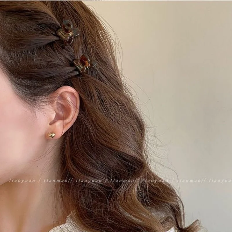 2Pcs/Set Mini 2cm Acetate Small Hair Claw Side Pins Acetate Hair Crabs for Girls Cute Hairpin Clips Women Hair Accessories