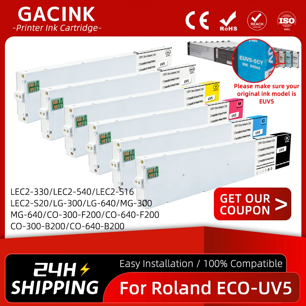 For Roland ECO-UV5 Compatible Ink Cartridge For Roland LEC2-330/LEC2-540/LEC2-S16/LEC2-S20/LG-300/LG-640/MG-300/MG-640 440ML