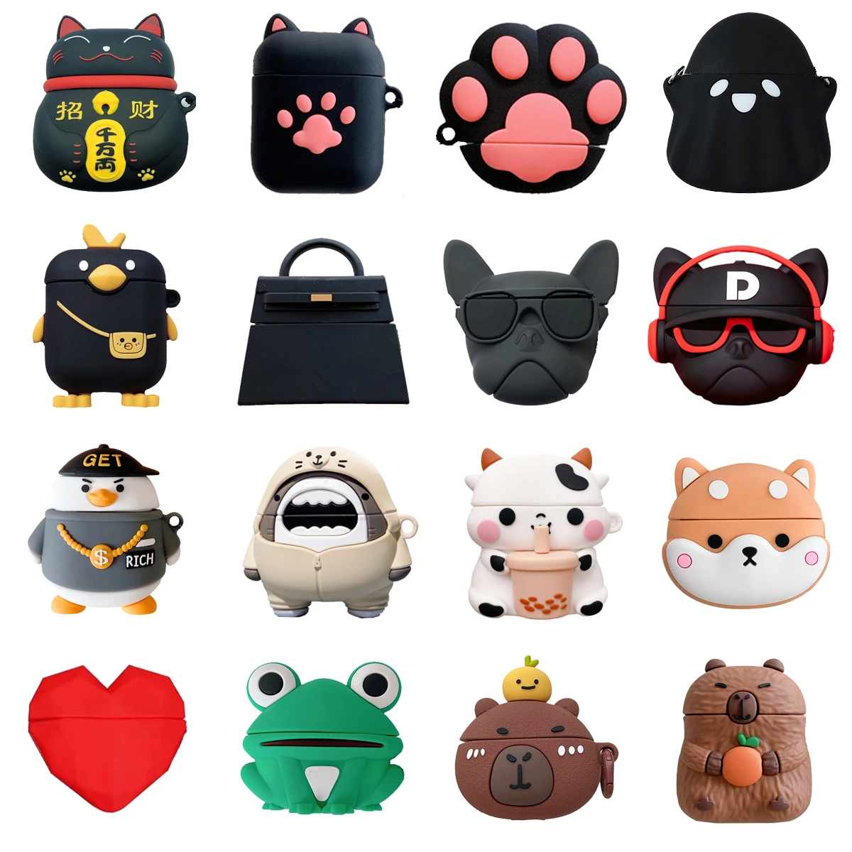 Bulldog Shiba Inu Apple Airpods 용 행운의 고양이 개구리 케이스 AirPods Pro 2nd Gen Air Pods 용 2 3 세대 커버