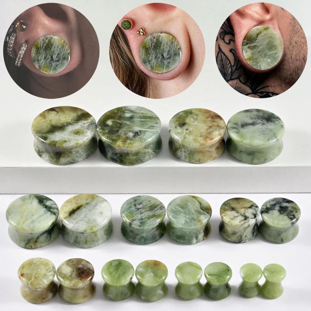 Pair Natural Stone Ear Gauge Plugs Double Flared Ear Plug Expander Stretchers Heavy Ear Weight Body Piercing Jewelryng Jewelry
