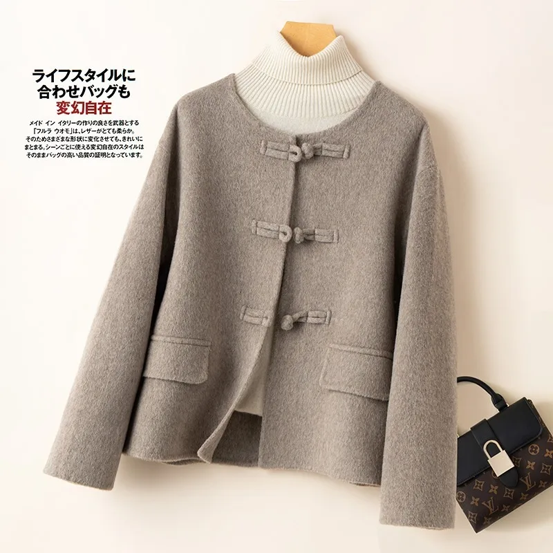 Double-sided Wool Coat Women's Short Jacket 2026 New Fashion Slim Woolen Retro Single Breasted Female Casual Outwear Tops