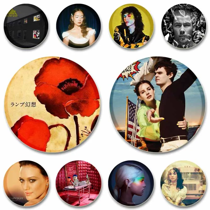 Music Album Cover Enamel Pins Pop Star Round Brooch Hip Hop Singer Badge Set for Backpack Jacket Hat Decorative Props Fans Gifts