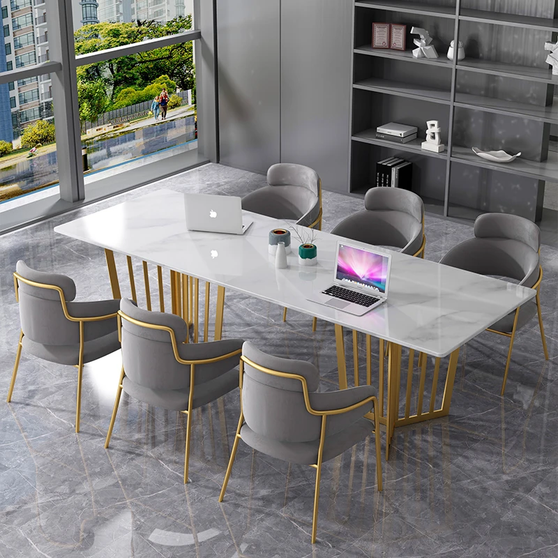 Nordic marble conference table, long table, modern simple office, large table, workbench, light luxury meeting tables and chairs