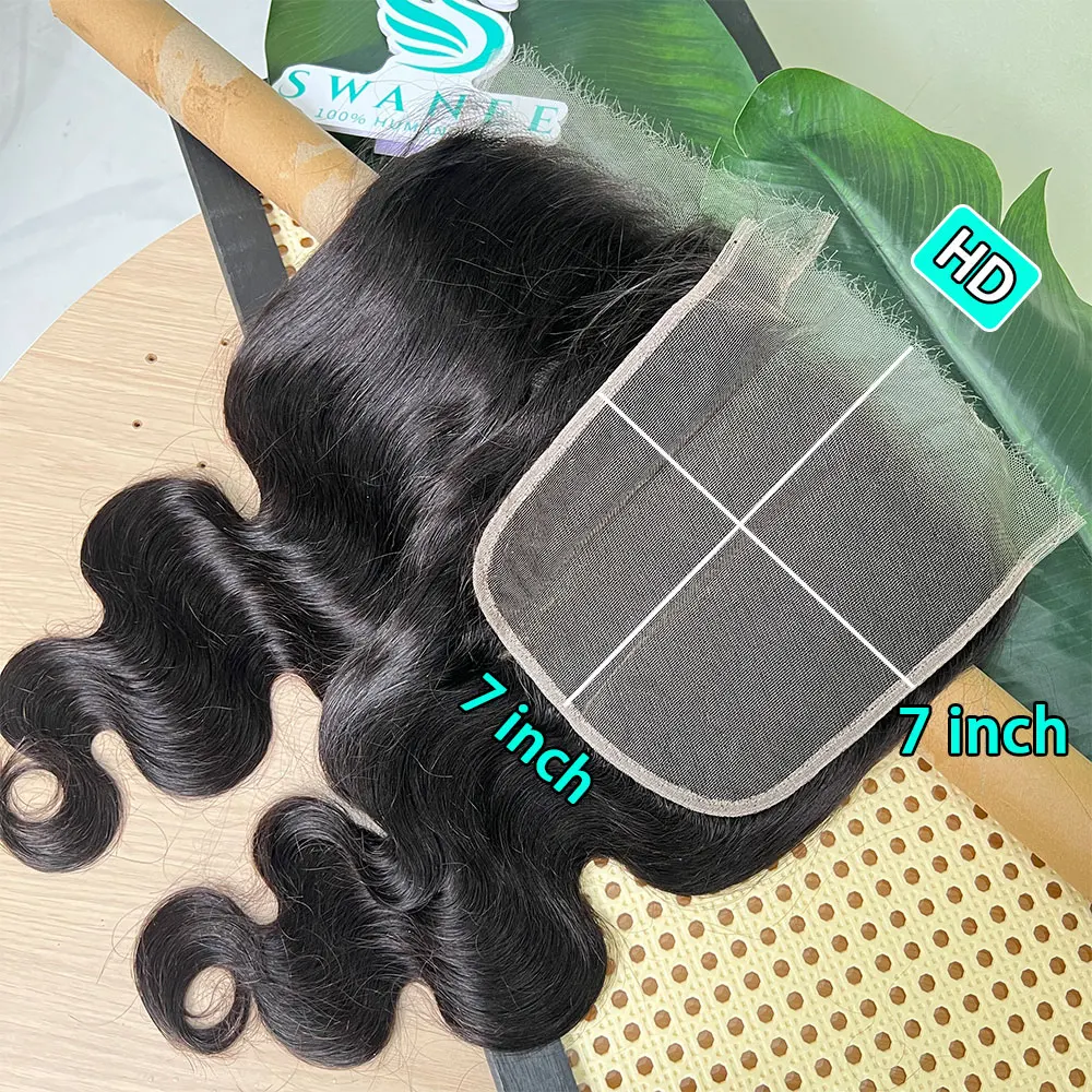 Body Wave 7x7 HD Lace Closure Only Invisiable 5x5 6x6 HD Lace Closure Transparent Lace Frontal Human Hair Pre-Plucked