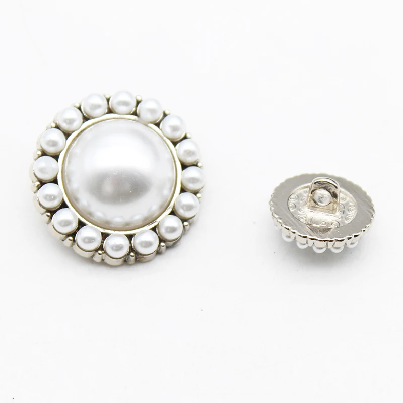 Fashion10pcs15/20/25mm Multi-size Round Alloy Pearl Buttons DIY Clothing Decoration Material Handmade Sewing Jewelry Accessories