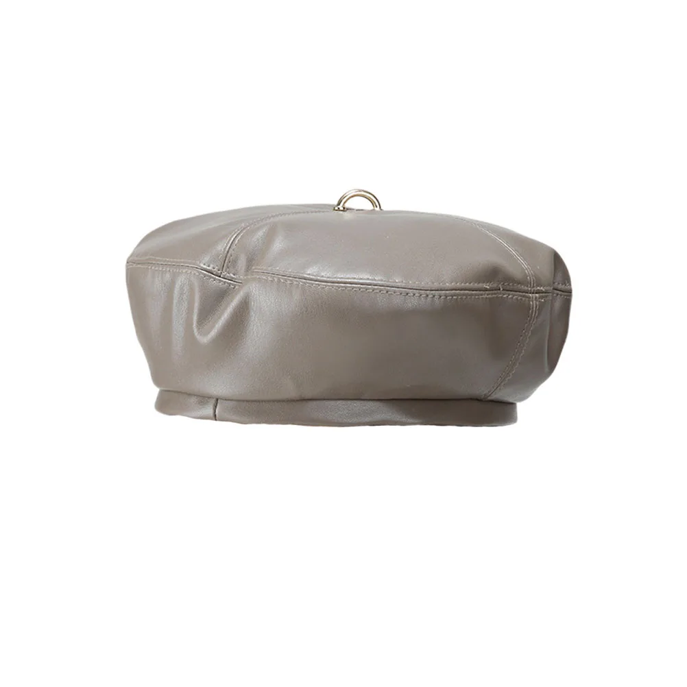 

Retro Beret Hat Women PU Cap European Style Headdress Hat Daily Dress Lightweight Warm Autumn Winter Fashion