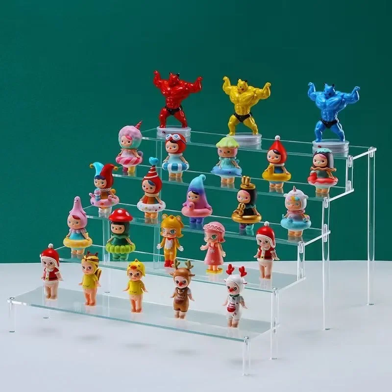Acrylic Display Frame Transparent Black Multi-layer Ladder Shaped Hand Animation Model Doll Perfume Storage Rack Home Organizer