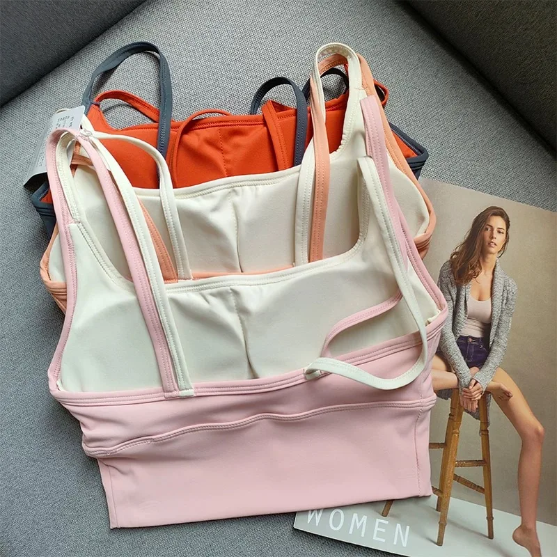 

Sports Bra Women Summer Shock-absorbing Gathering Double Breast Strap Yoga Vest Quick Drying Anti Sagging Shaping Fitness Bra