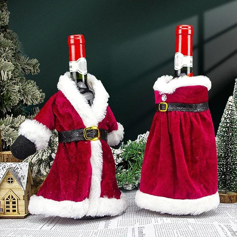 Velvet Plush Wine Bottle Bag Christmas Wine Bottle Cover for Holiday Restaurant Table Home Xmas Party Decoration Gift Supplies