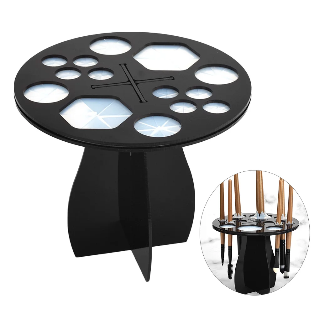 1 قطعة 14 حفرة فرشاة للمكياج تجفيف الرف الأسود الحديث المنظم حامل يحمي شعيرات مثالية لفناني ماكياج المهنية