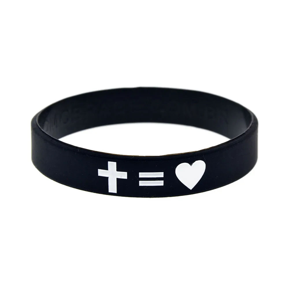 1 pc Jesus Cross Fair und Liebe Silikon Armband Mode Stil Frauen Männer Gummi Armreif Christian Armbänder