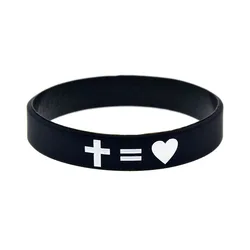 Pulsera de silicona con la cruz de Jesús para hombre y mujer, brazalete de goma, estilo de moda, 1 unidad