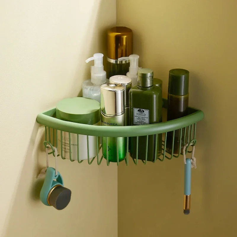 All Copper Bathroom Corner Shelf, No Drill Wall-Mounted Shower Caddy for Shampoo Storage, Space-Saving Bathroom Toilet Organizer