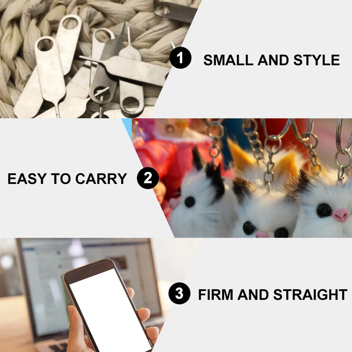 100Pcs Mobile Phone Sim Pin Eject Tool Premium Steel Sturdy Straight Sim Tray Remover Key Tool Eject Pin Removal Needle