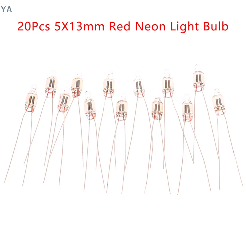 【YA】20Pcs Neon Indicator Light Red Signs 5mm Neon Lamp Glow 5X13mm 220v Neon Indicator Bulbs Switch Button Bulbs