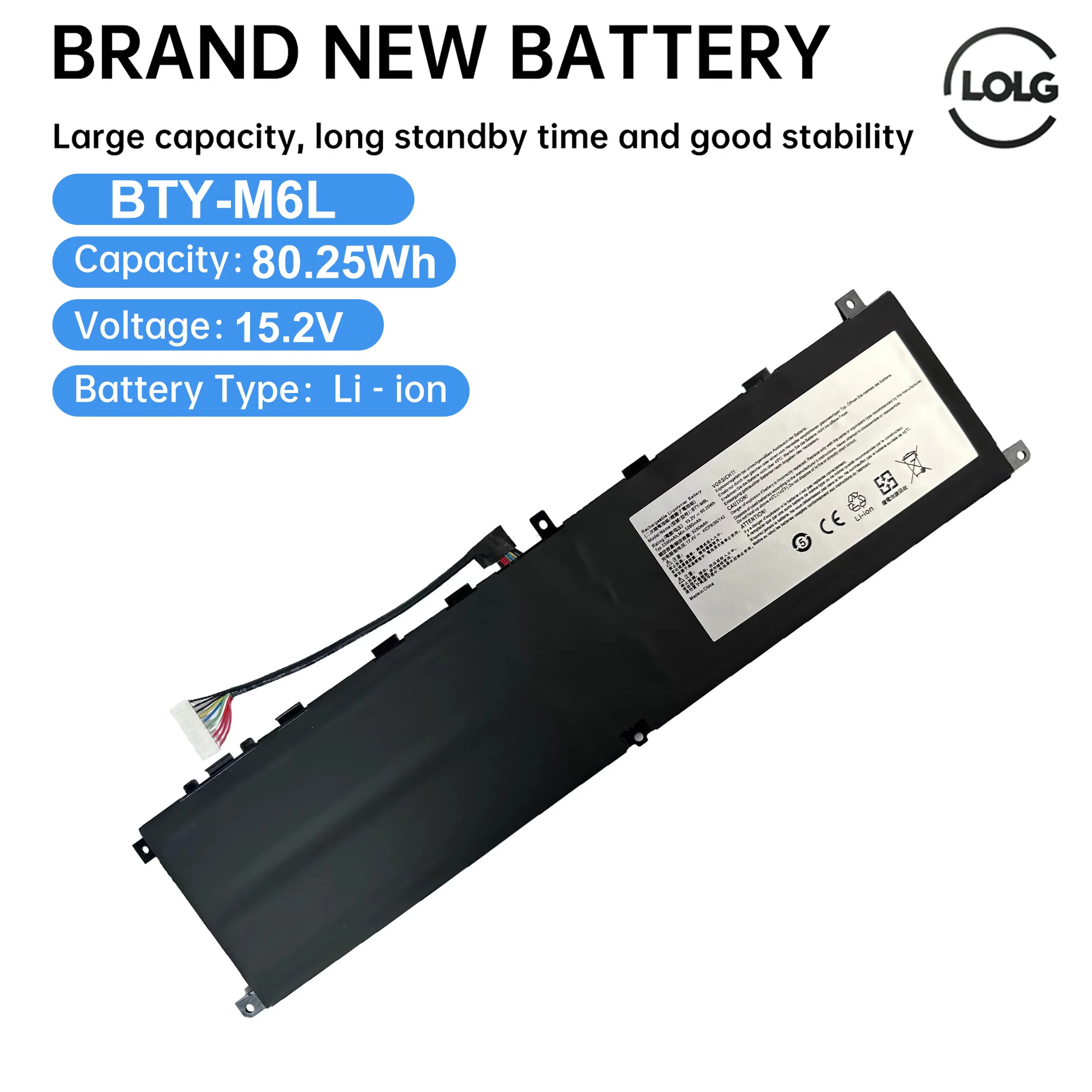 bty-m6l  Battery For MSI GS65 GS75 Stealth Thin 8RF 8RE PS63 P65 P75 Creator 8RC 8SC 9SC 9SE MS-16Q3 MS-16Q2 Series