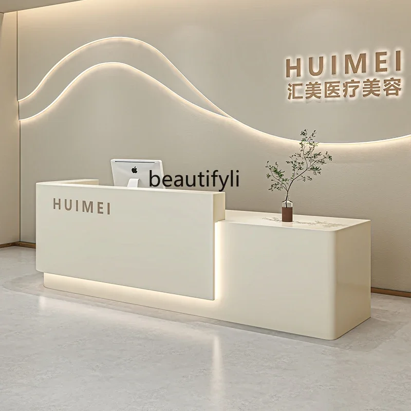 Cream wind beauty salon bar barber shop clothing store checkout page confinement center company reception desk baking paint