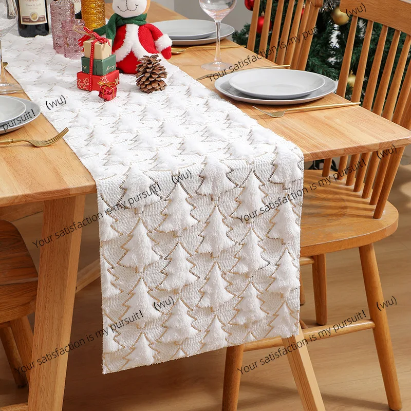 Christmas embroidery sequined three-dimensional table flag table cloth Christmas party decoration shopping mall arrangement