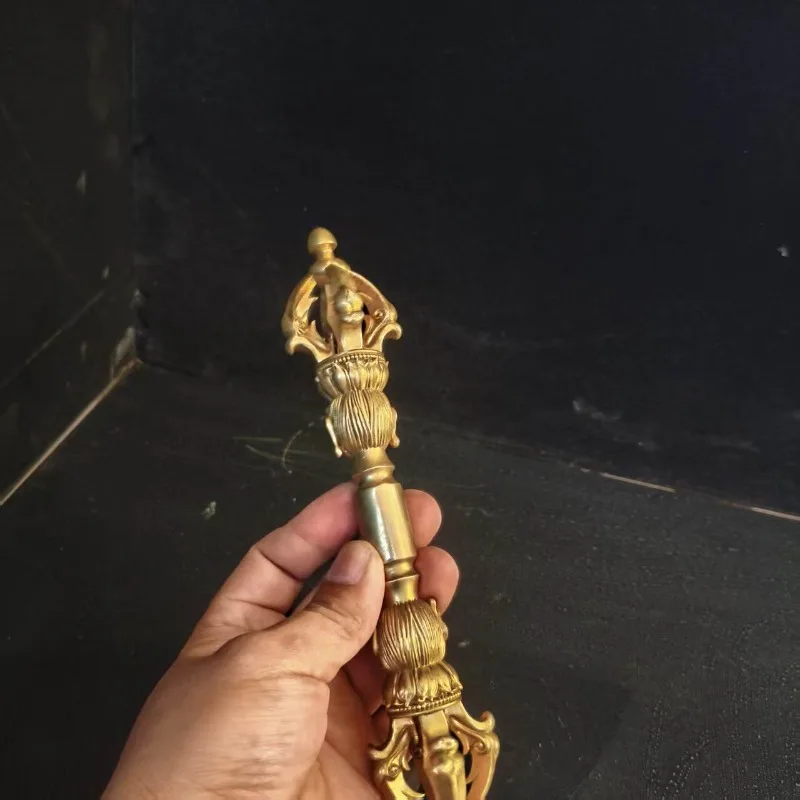 Brass Vajra Pestle Dharmic Artifact, Demon Suppression Pestle Handlebar, Tibetan Filth Vajra Pestle