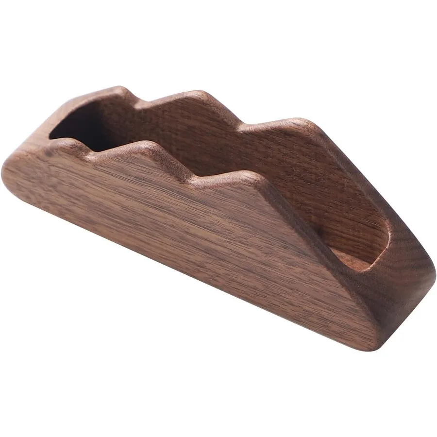 حامل بطاقات عمل من خشب موسو للمكتب، حامل بطاقات عمل خشبي للمكتب، قطعتان من خشب الجوز